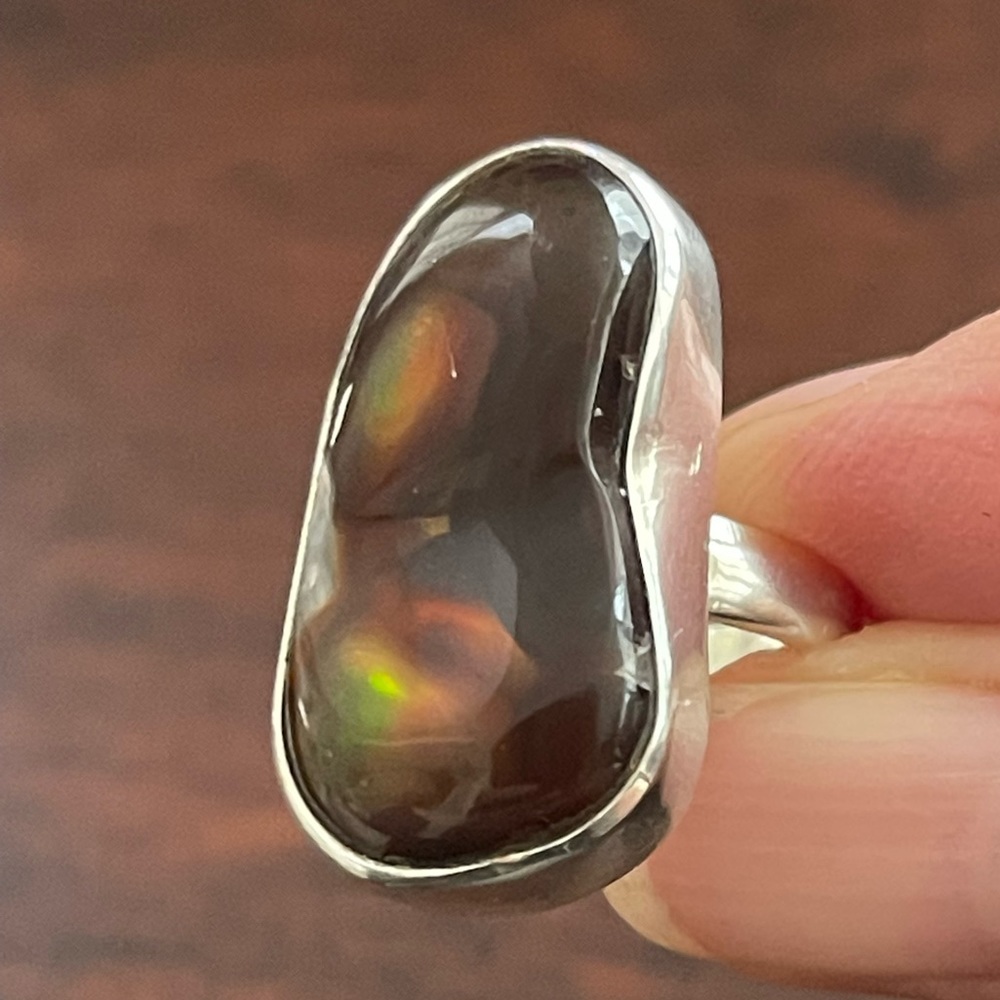 Huge fire agate solid sterling silver size 6.5 ring - Picture 11 of 12